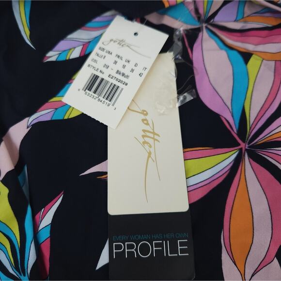NEW Profile Gottex Swimsuit Black Tropical Flower Size 8 One Piece Bathing Suit - Picture 3 of 4